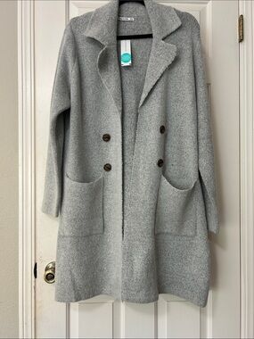 New Pink Clover Haley Coatigan Gray Heather with Pockets Size Xl